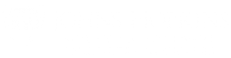 SSEC logo—Jhu logo text and shield over top of Scientific Software Engineering Center